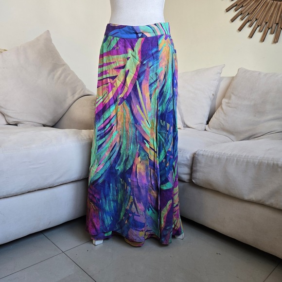 Soft Surroundings Maxi Skirt PS Petite Small Blue Purple Tropical Print - Picture 1 of 10